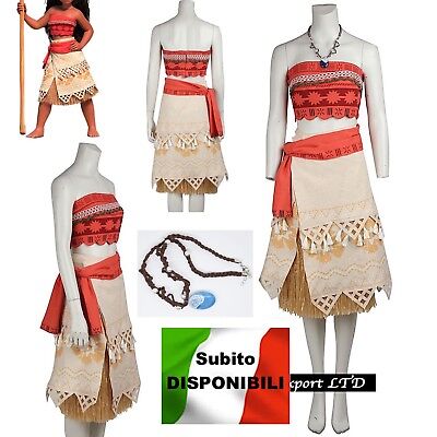 Vaiana Vestito Carnevale Donna Bambina Cosplay Dress Moana Costume VAIDR02