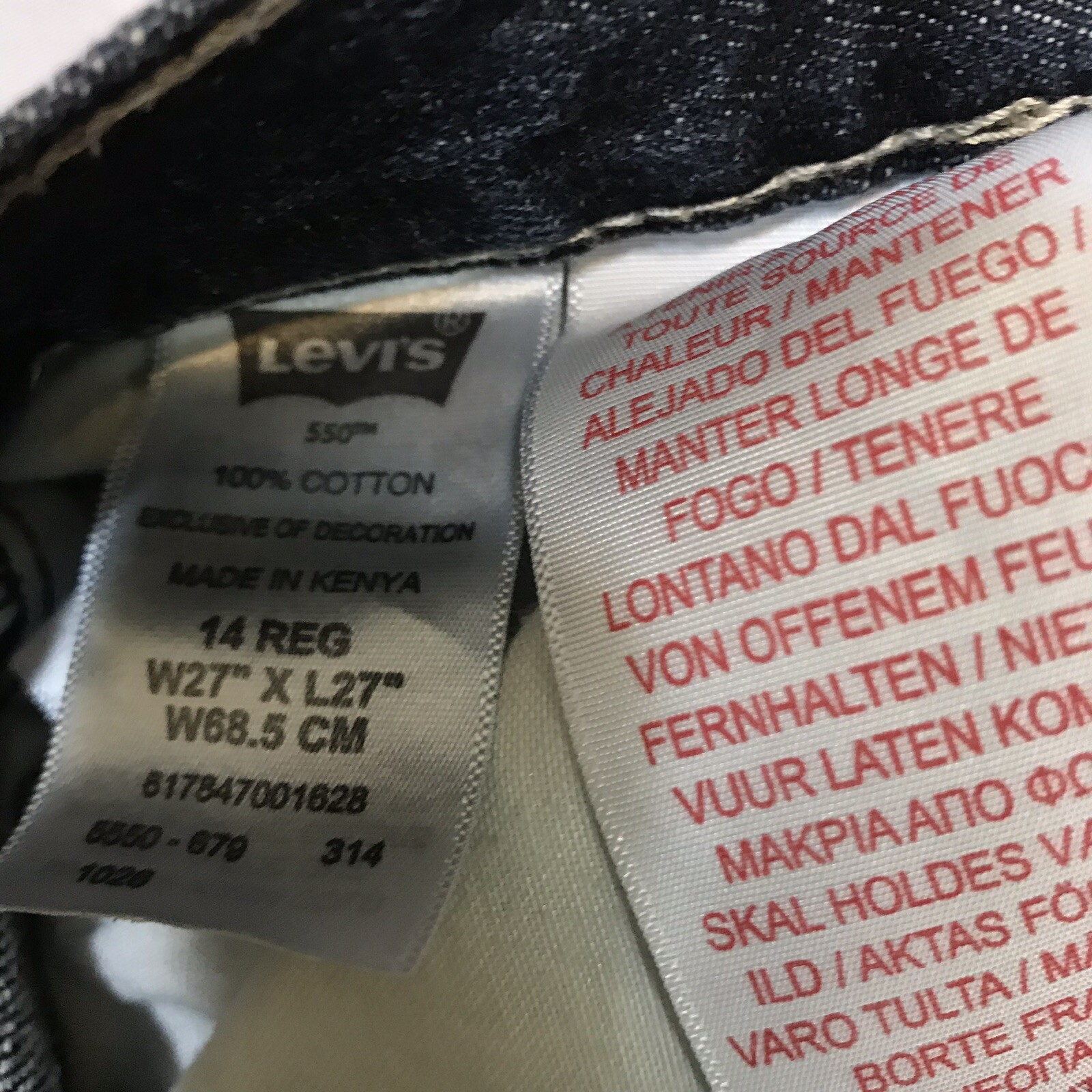 Levi’s 550 Relaxed Fit Kids Size 14 Denim Kid Jeans W27 X L27