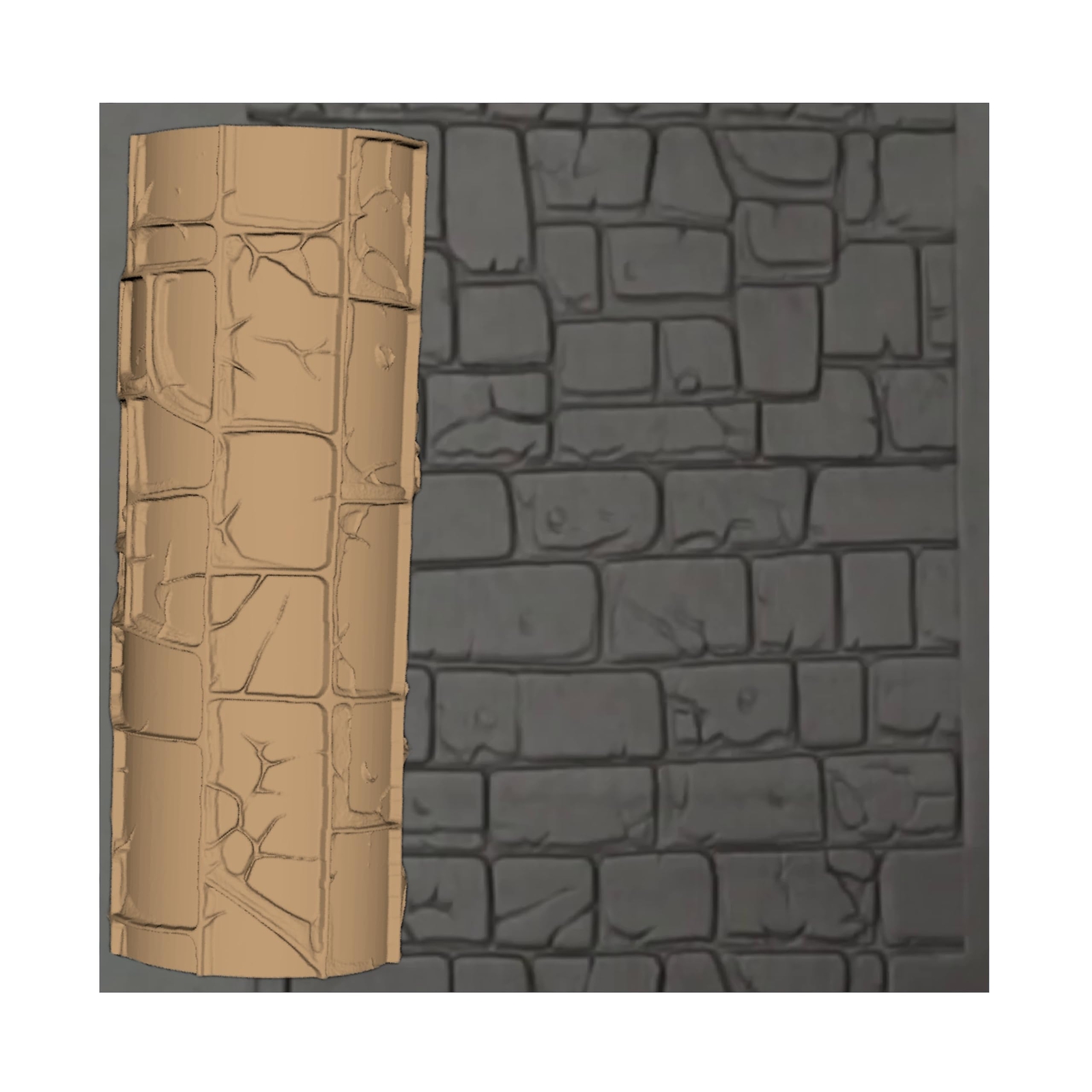 Cobblestone Clay Texture Roller 4 Inches art craft diorama STL Loot Factory Set2