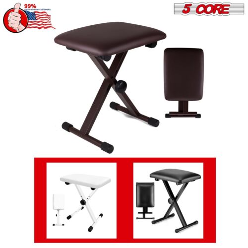 5Core Piano Keyboard Bench Padded Stool Seat Chair X-Style Adjustable Height