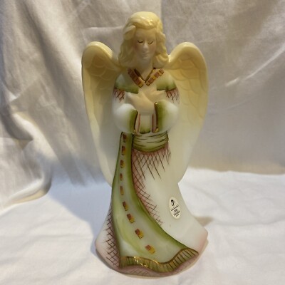 Fenton Angel Girl Opal Sanded 100th Anniversary #59 Green/beige/pink/gold