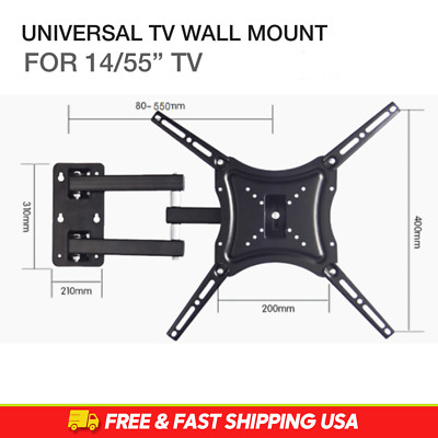 Full Motion Adjustable LCD LED 14-55'' TV Wall Mount TV Stand Holder Home