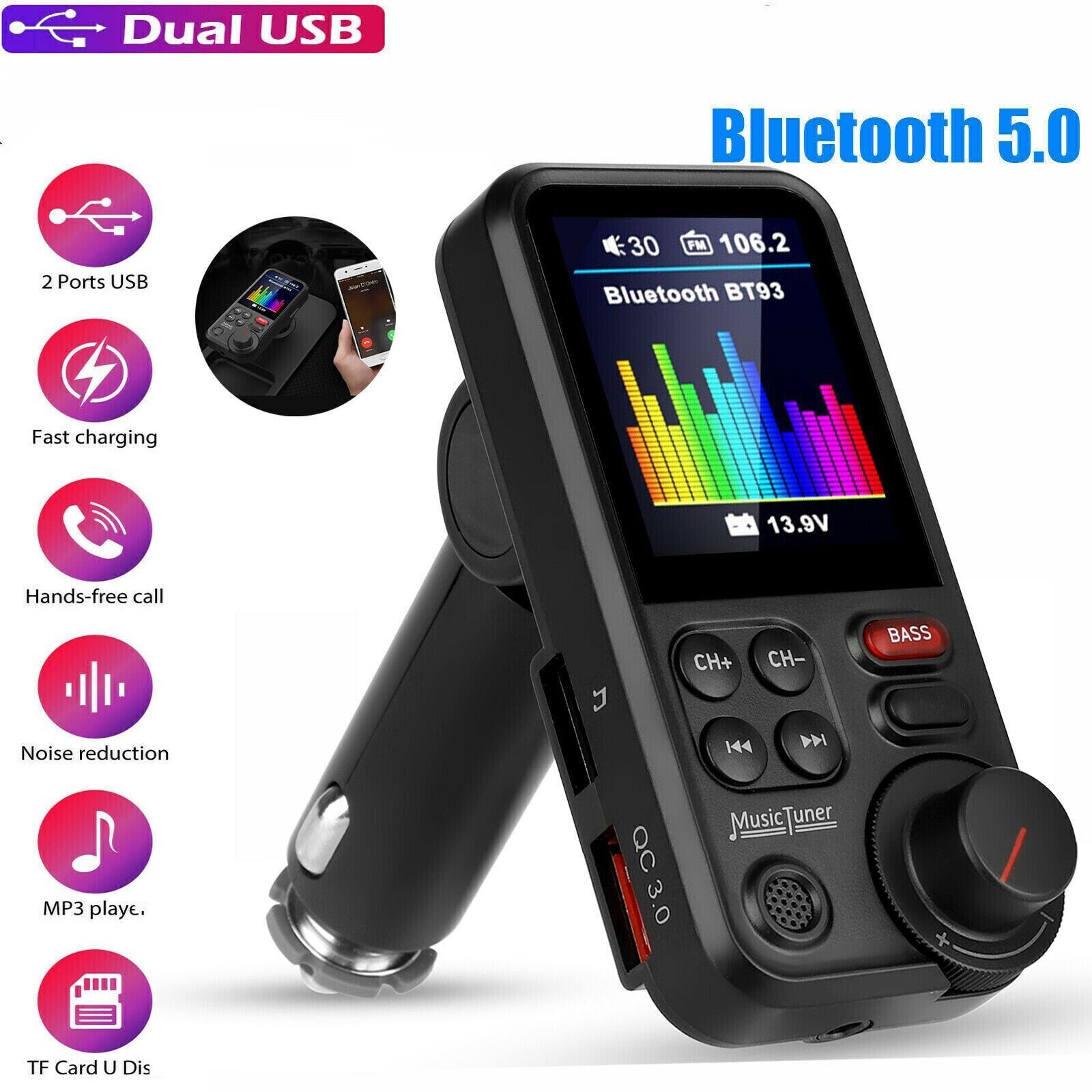 Fm Transmitter Wireless Radio Adapter Usb Charger