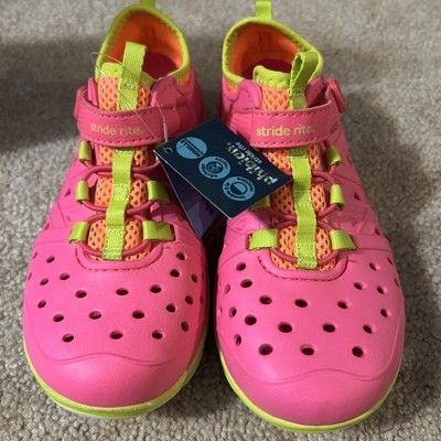 STRIDE RITE Made 2 Play Phibian Pink Water & Land Shoes Size 1 Girls Washable