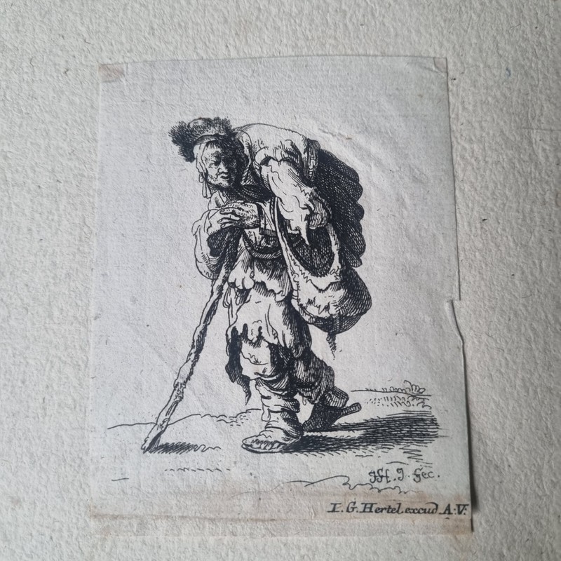 Georg Hertel Augsburg Mendiant Van Vliet Gravure Ancienne XviiiÃ¨ 18thc Etching