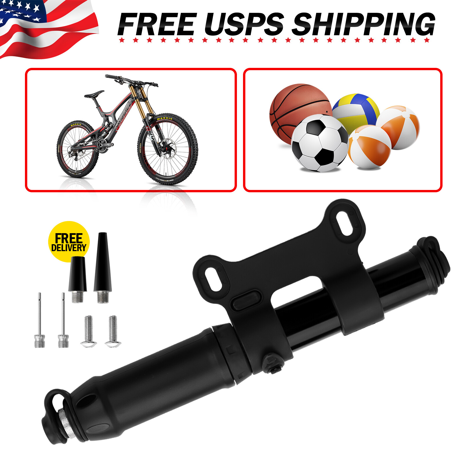 Mini Bike Pump Portable Bicycle Tire Pump Presta Schrader Ba