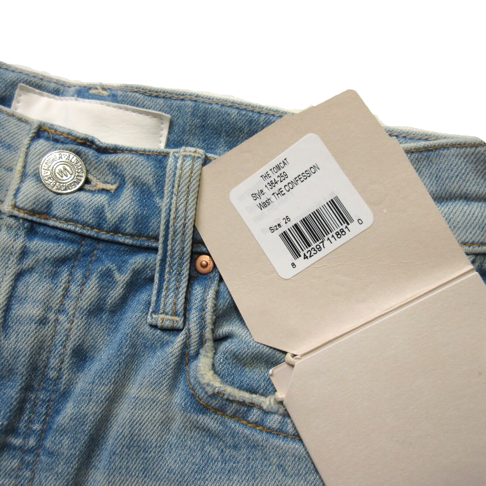 Pre-owned Mother Superior Tomcat In The Confession High Rise Destroyed Jeans 26 In Blue