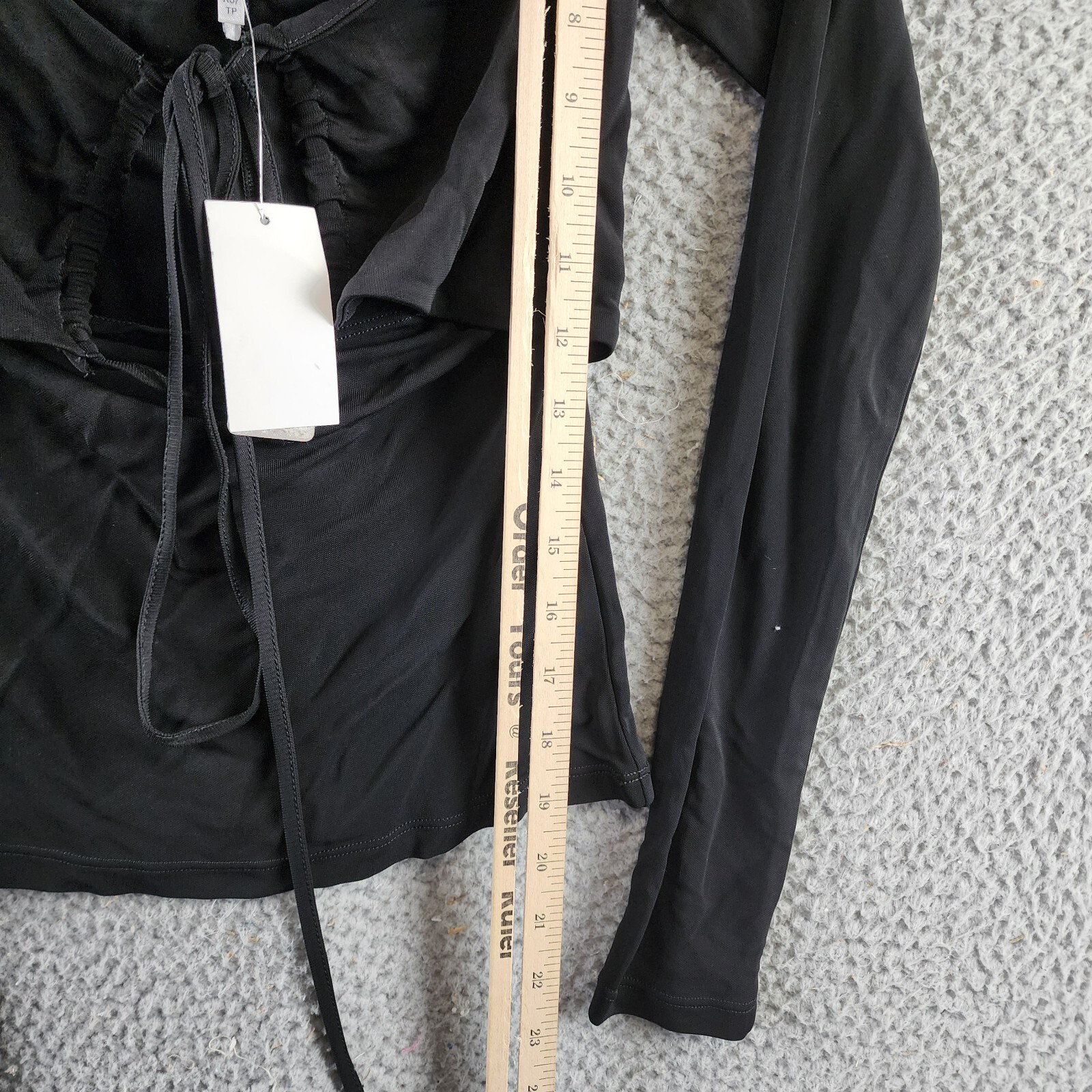 Frame Strappy Knit Top Women's XS Black Scoop Neck Nape Self-Tie Pullover L/S - Picture 8 of 13