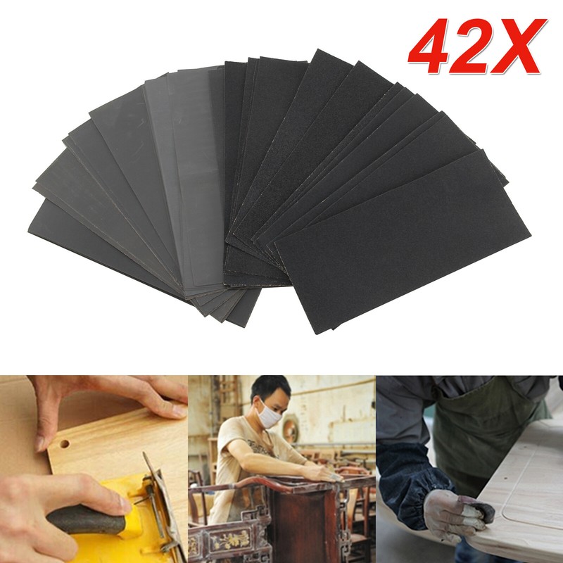 Schleifpapier Set 120-3000 Körnung 42 Stück Nass Trocken Sandpapier Blätter DE