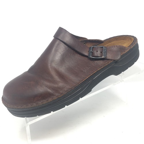 NAOT Brown Leather Buckle Trim Mules Slip On Womens Shoes EU 42 US 11