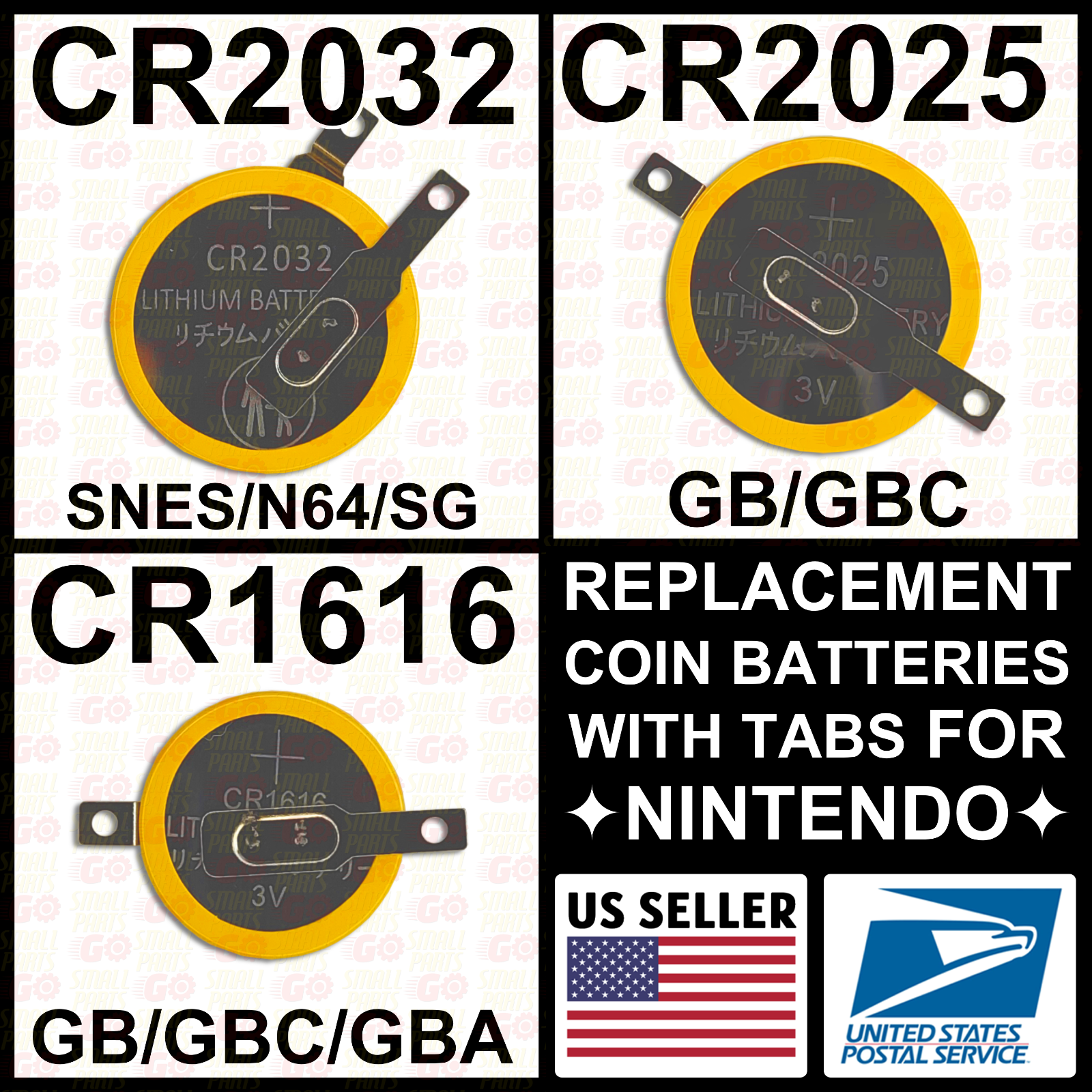 CR1616/CR2025/CR2032 Save Battery Tabs Pokemon Game Boy/Color/Advance/GB/GBC/GBA