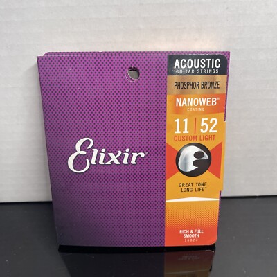 Elixir Nanoweb Phosphor Bronze Custom Acoustic Guitar Strings 16027(0273)  Ml-23