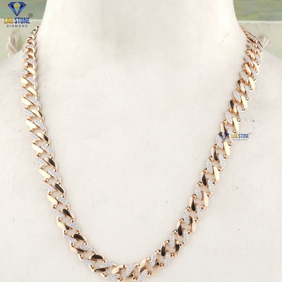 4.986 TDW Round Cut Men Hip Hop Labgrown Diamond Chain 925 Silver Labstone