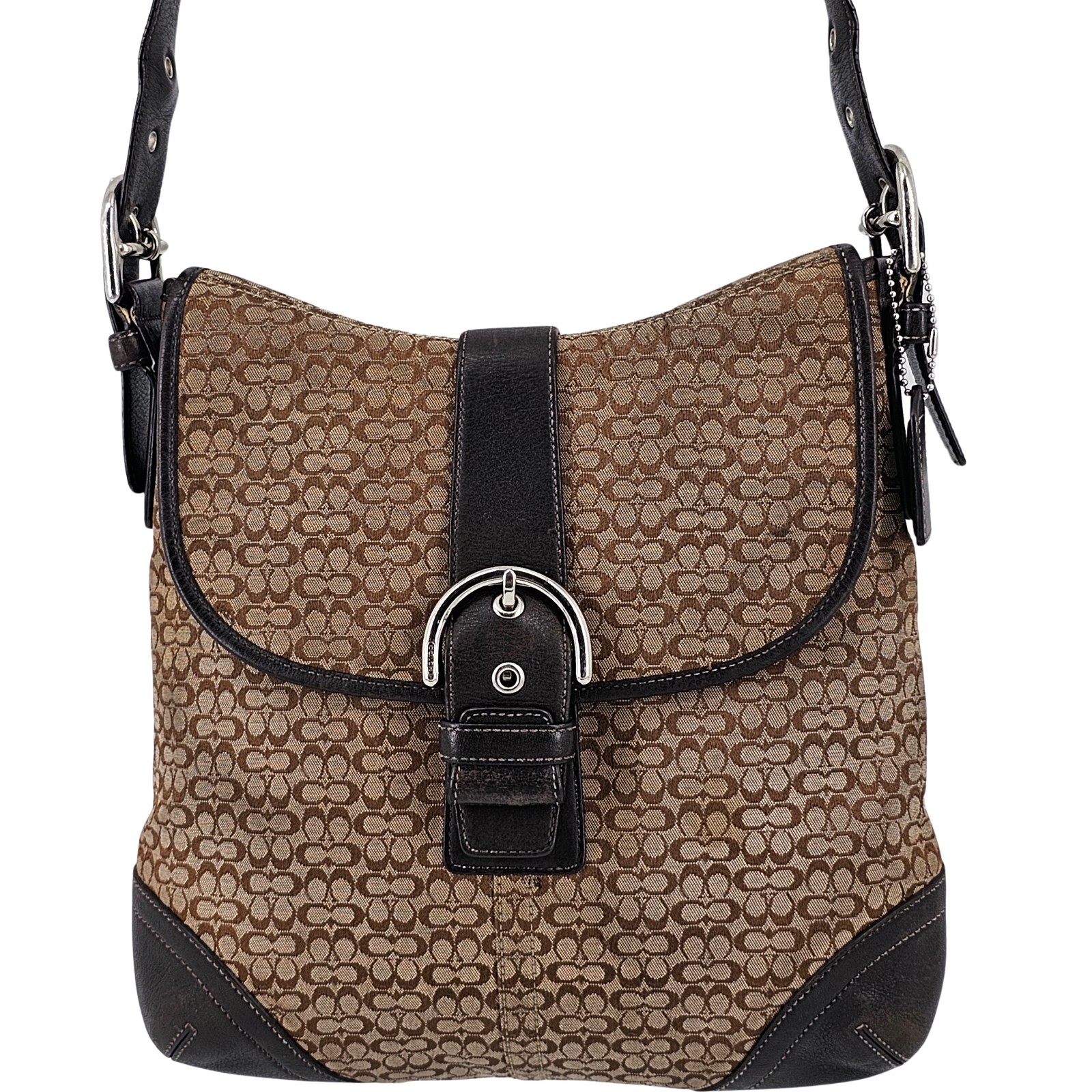 COACH 6376 Soho Brown Signature Monogram Logo Jacquard