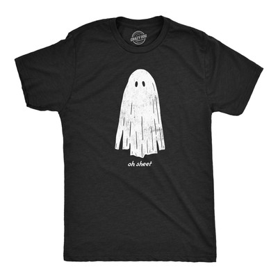 Mens Oh Sheet T Shirt Funny Spooky Halloween Party Ghost Bedsheet Joke Tee For