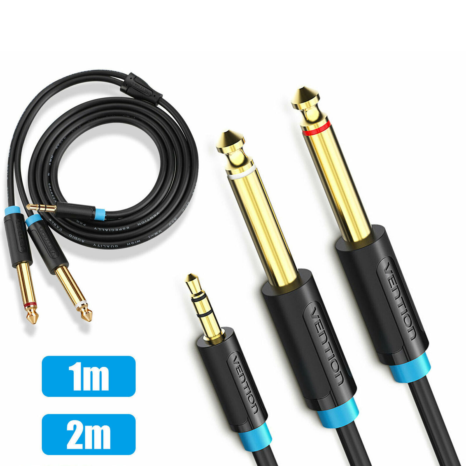 1/8" 3.5mm to Dual 6.35mm 1/4" Mono Jack Stereo Y-Splitter H
