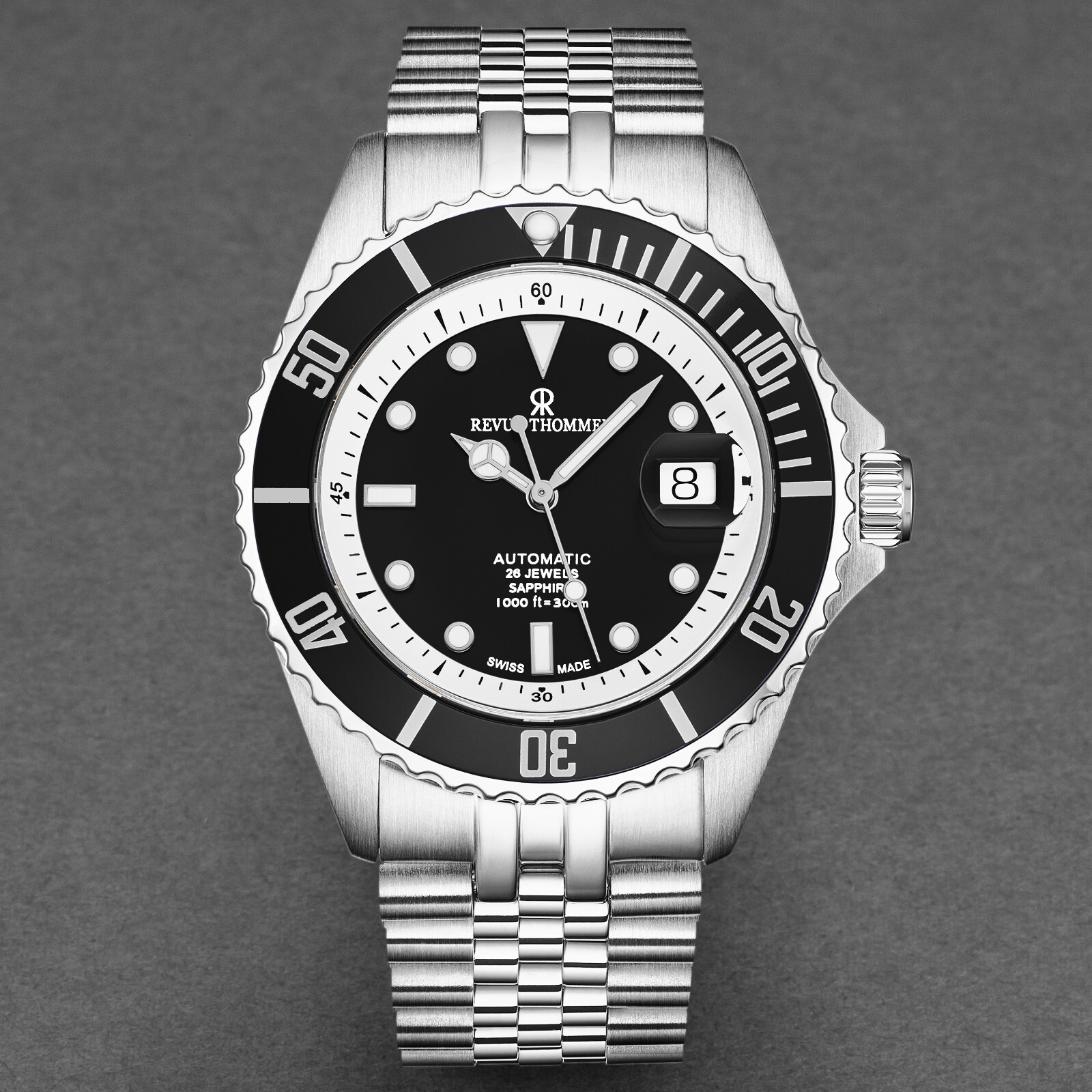 Pre-owned Revue Thommen Men's Diver Black Dial Stainless Steel Automatic Watch 17571.2937