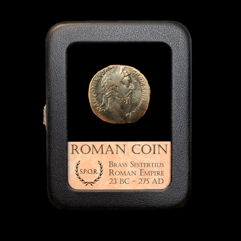 RARE Roman Empire Coin Brass Sestertius - With Display Case