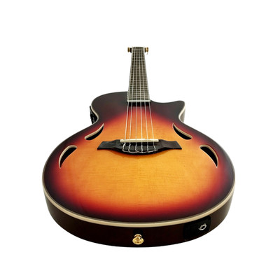 Haze MRC602FHCEQSB Nylon String Semi-Hollow Electric Guitar, Sunburst