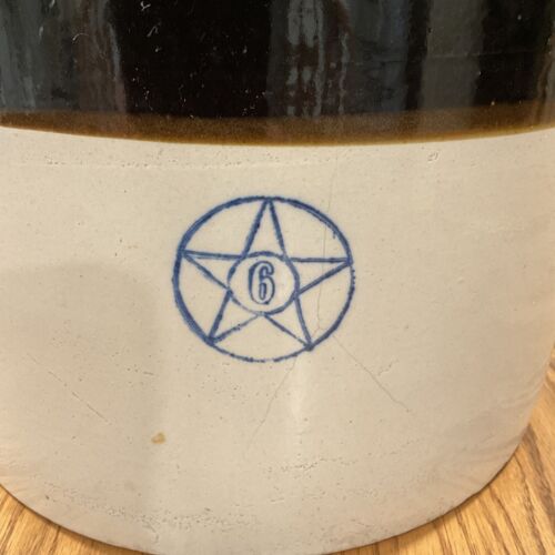 Antique Crock Blue Star Stoneware Crooksville Ohio 6 Gallon Antique Crock Blue Star Stoneware Crooksville Ohio 6 Gallon