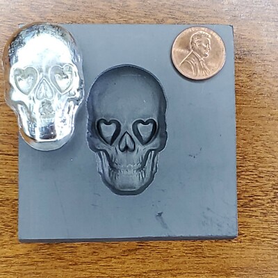 Love skull 3D Graphite Ingot Mold Gold Silver Copper Tin Melting Casting