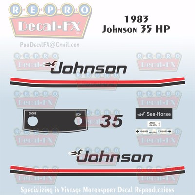 1959 Johnson 35HP Electric Start RDS-21 SeaHorse Outboard Repro 7 Pc Vinyl Decal