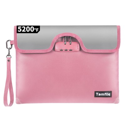 5200°F Fireproof Money Bag with Lock, Water Fireproof Document Bag with Zippe...
