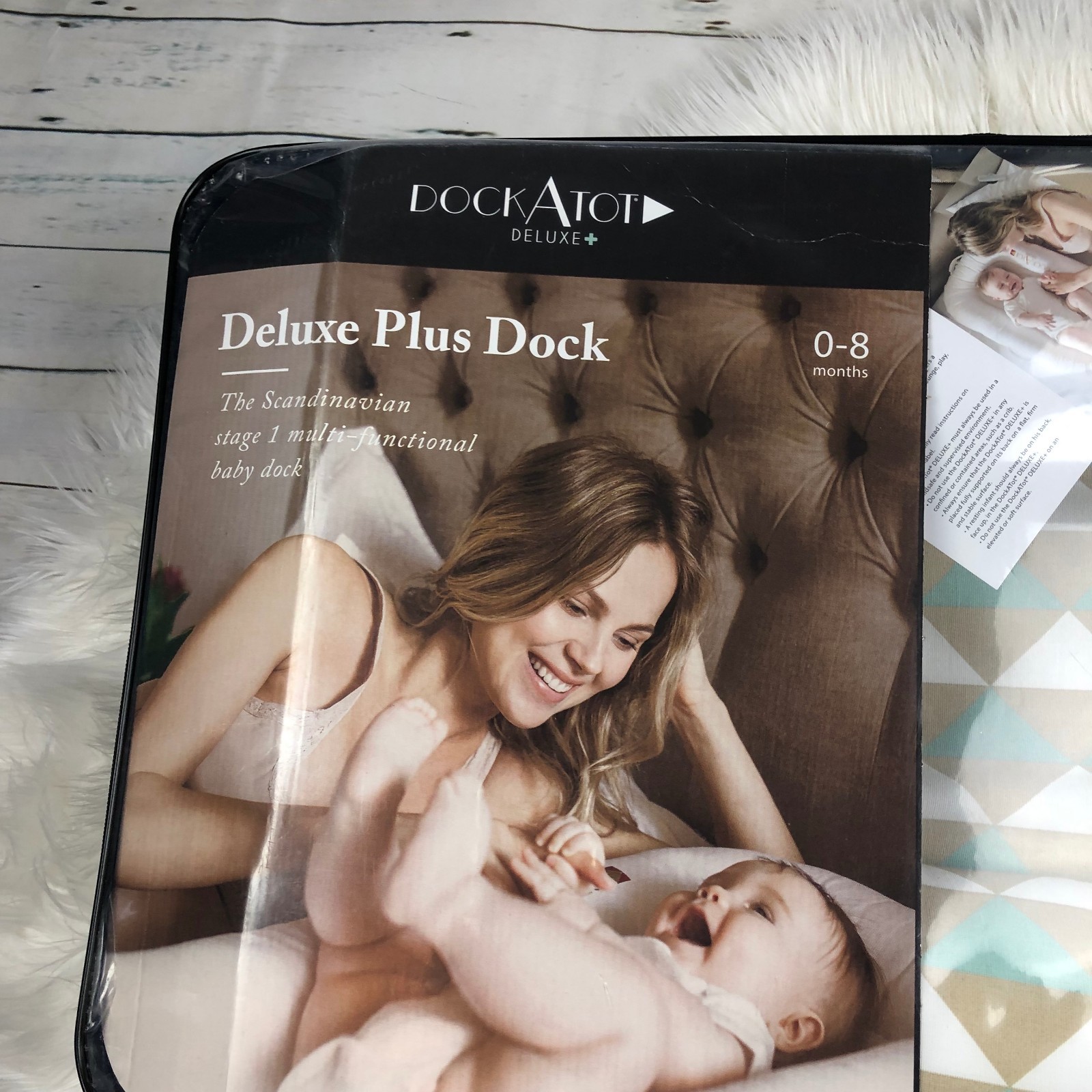 Dockatot Deluxe 0-8 Months Love Triangle New gender neutral $185 blue tan