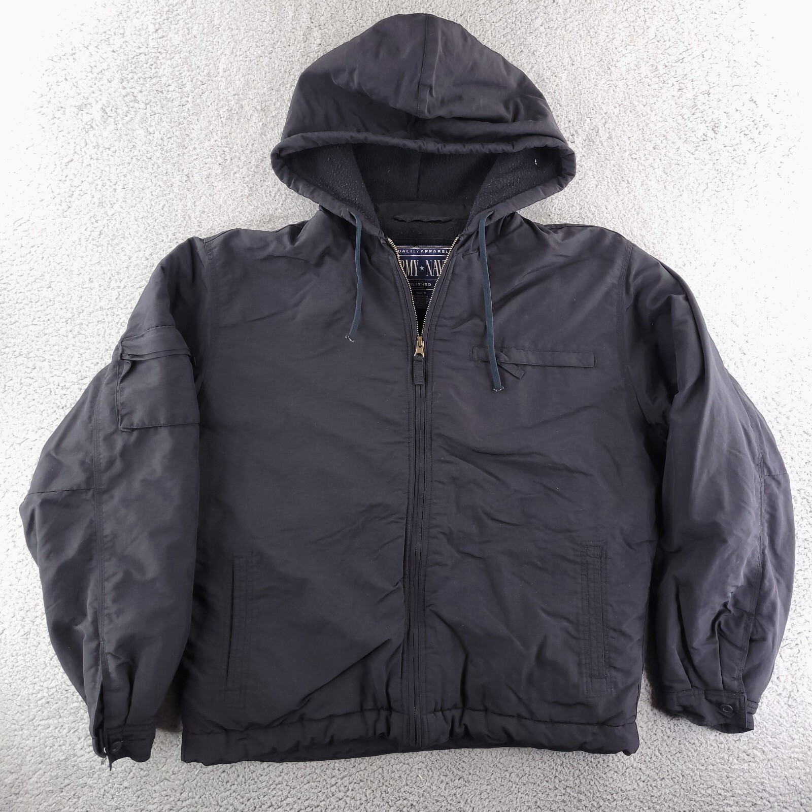 Army Navy Nylon Jacket Mens Medium Bomber Rain Hooded Coat