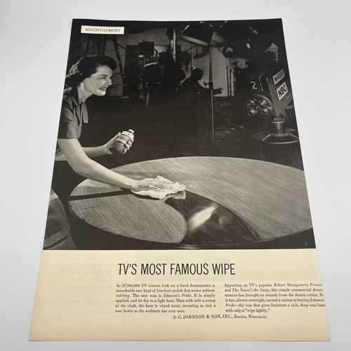 1953 Johnson's Pride Furniture Polish Print Ad 10x14