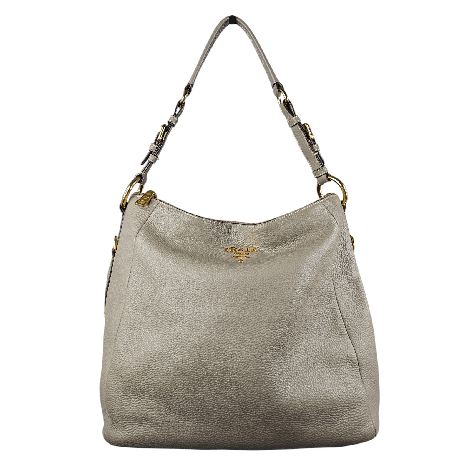 Prada Vitello Daino Womens Grey Leather Hobo Bag | eBay UK