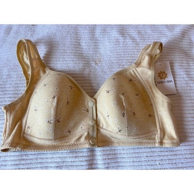 Daisy Bra Front Closure Wireless Floral Print Leisure Bra Yellow Womens XL NWT