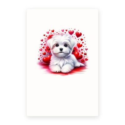 DistinctInk Valentine's Day Greeting Card - Maltese Puppy