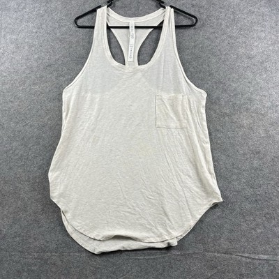 Lululemon Womens Racerback Tank Top Size 12 Cream Pocket  Gym New Without Tags