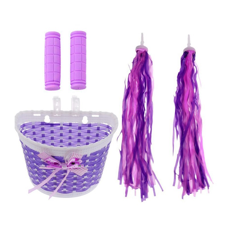 Kids Bike Basket Children Bicycle Baskets with Handlebar Grips Bike