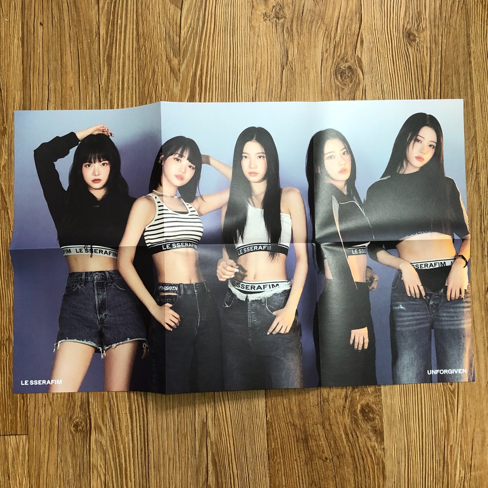 LE SSERAFIM GROUP [ UNFORGIVEN ] Official Folded Poster, 1st / New