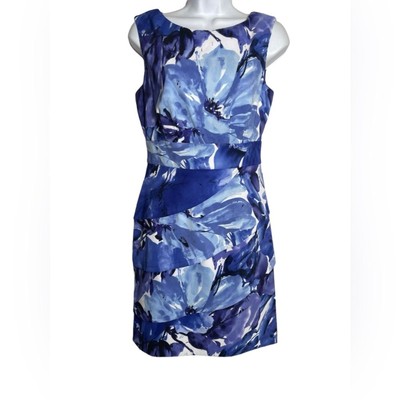 NWT Connected Apparel size 6 blue floral sleeveless summer dress