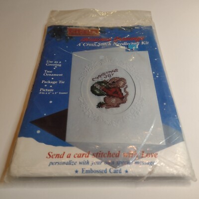Titan Mouse Christmas Joy Card Picture Cross Stitch Kit 81713 New Old Stock 1988