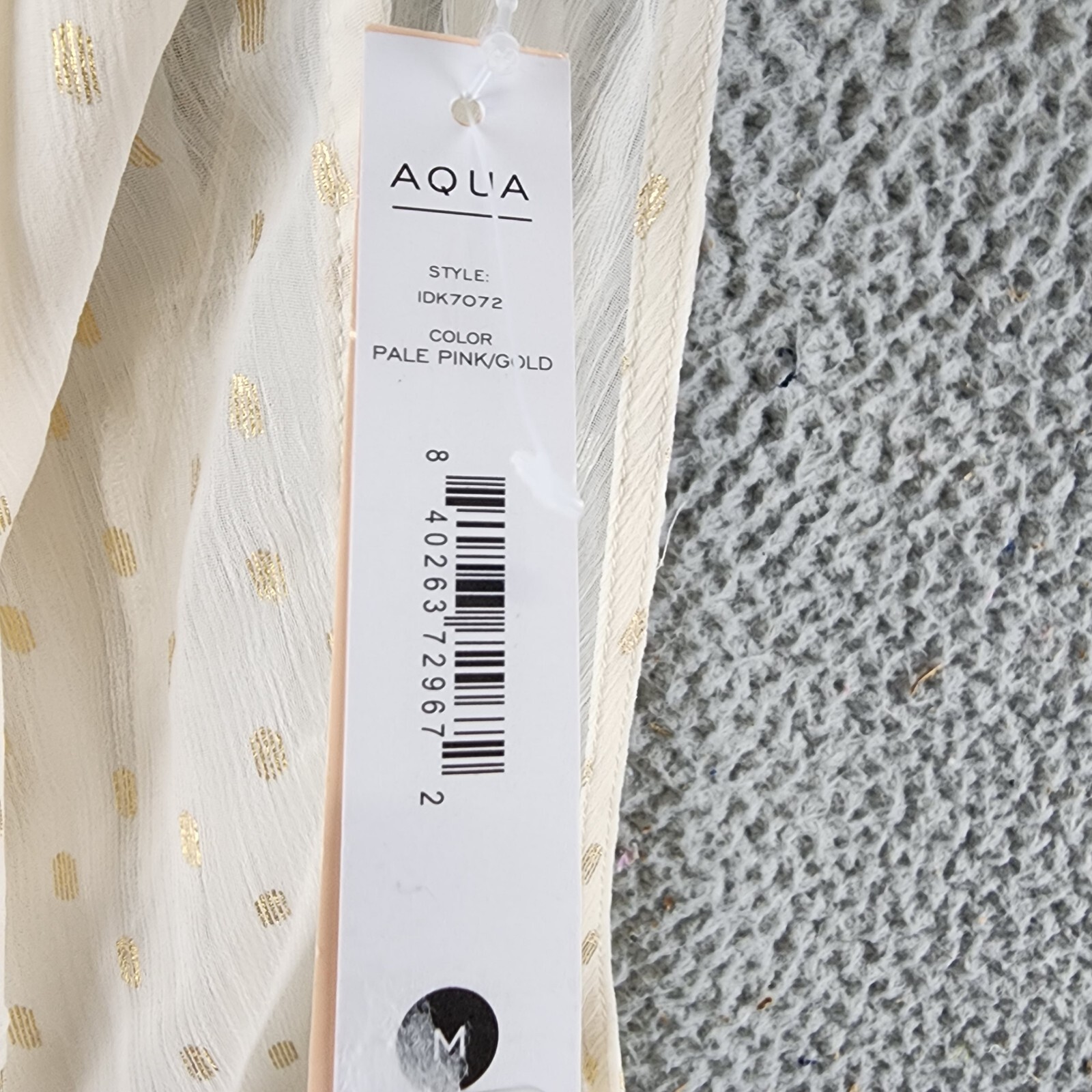 AQUA Foil Print Sleeveless Top Women's S Pale Pink/Gold Back Button Closure - Picture 9 of 12