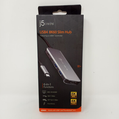 J5 Create JCH453 USB4 8K50 Multi-Port 6 in 1 Slim Hub ''BRAND NEW''