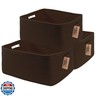 COMFY-HOMI 3 pcs Large Storage Baskets for Shelves, Laundry Basket, Woven Rope Basket, Closet Organizer Bins for Clothes Blanket Towels, Baby Nursery, Gift Toy Baskets, 17” x 13” x 7.5”-dark brown