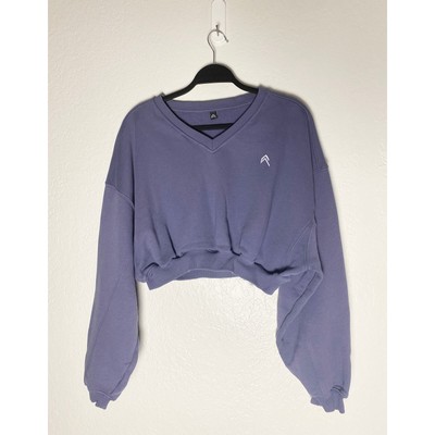 Oner Active Women's All Day Lightweight Oversized V-Neck Cropped Sweatshirt Blue