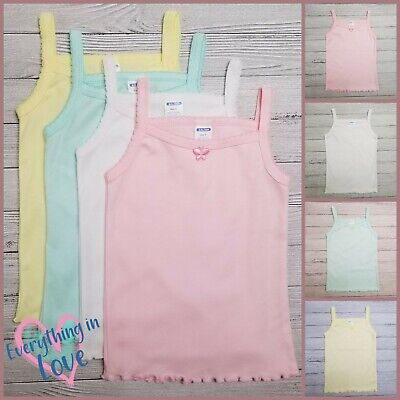 4 Packs Baby Toddler Girl Cotton Color White Spaghetti Undershirt Cami Tank Top 