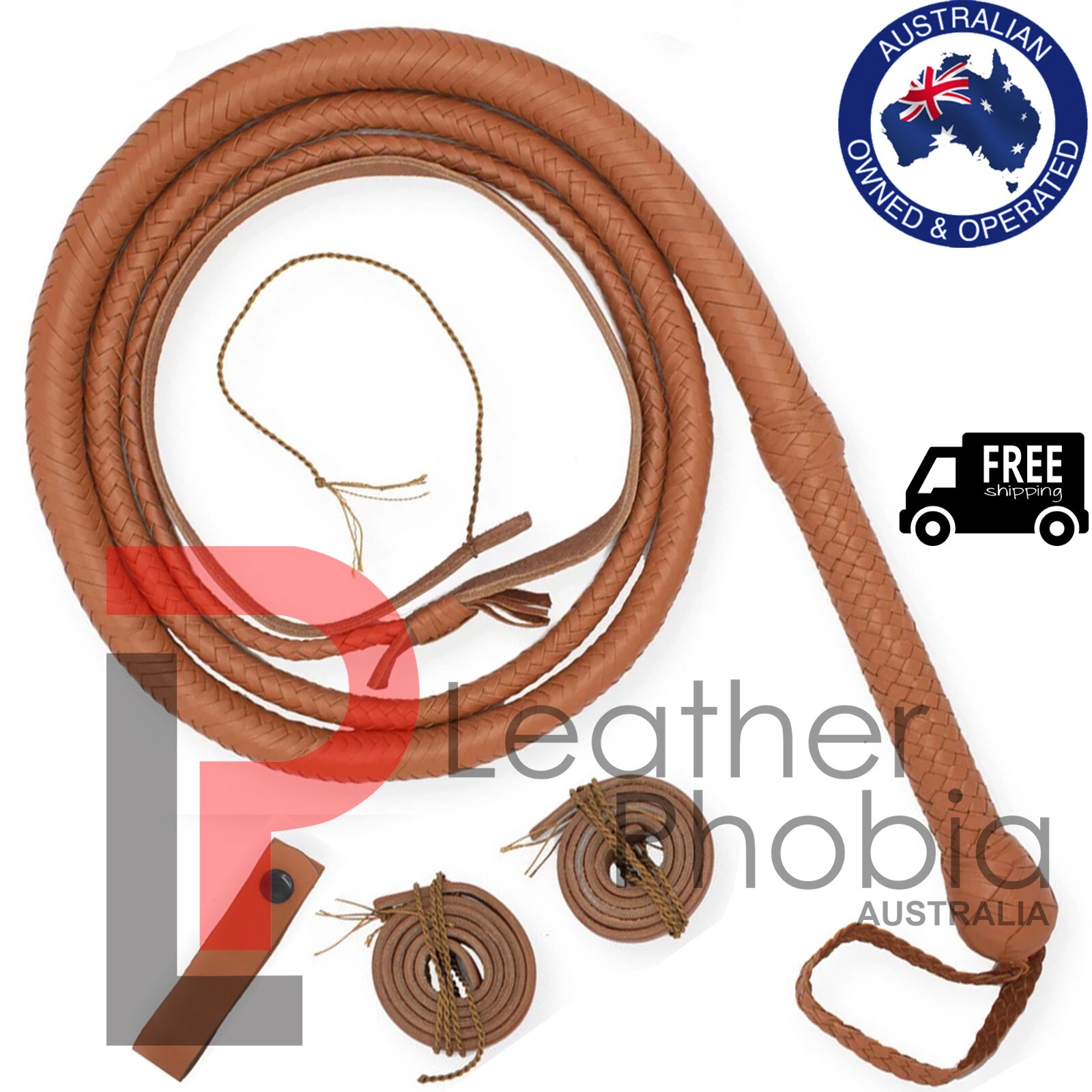 その他 Australian Bullwhip 8feet, Brandy MidWestWhips - Australian Sytle Bullwhips