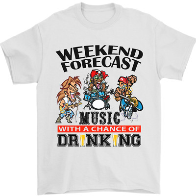 Music Weekend Forecast Alcohol Beer Mens T-Shirt 100% Cotton