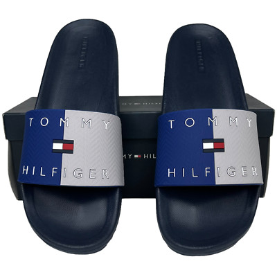 Tommy Hilfiger Mens Ranel Pool Sandals Size 10 Blue Multicolor  Slip on Style