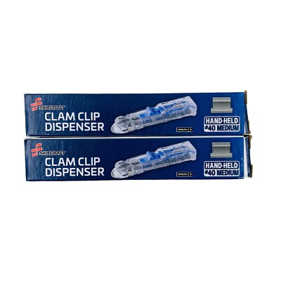 2 Count Skilcraft Clam Clip Dispenser Medium Clear/Silver 8 Clips per Dispenser