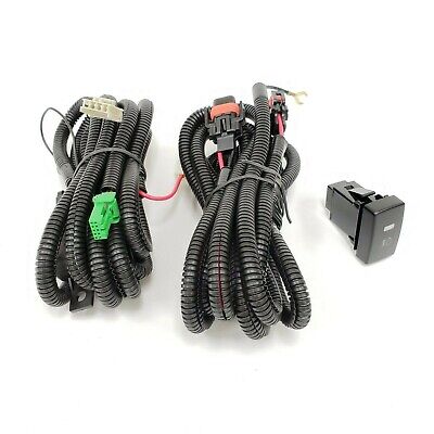 Fog Light Wire Harness Relay Kit H11 H8 12V 30A 2 Plugs Rectangle Switch Wire