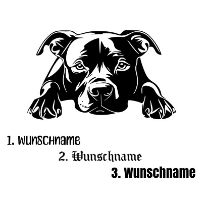 Aufkleber - Hund - Staffordshire Bullterrier + Wunschname  - Auto - Anhänger #4