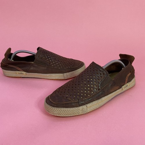 Cushe Shumakers Maek Slip On Shoes Leather Brown Ventilated Mens Size 9
